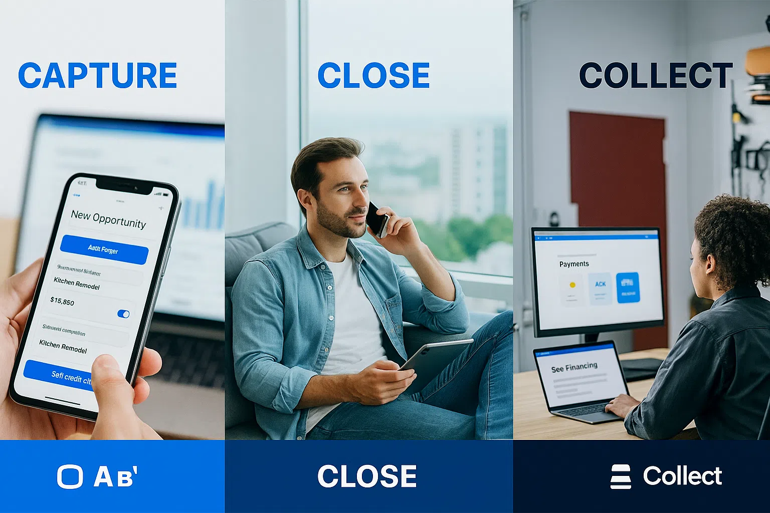 Landscaping lead capture with project photos and financing preview on BuildFolio