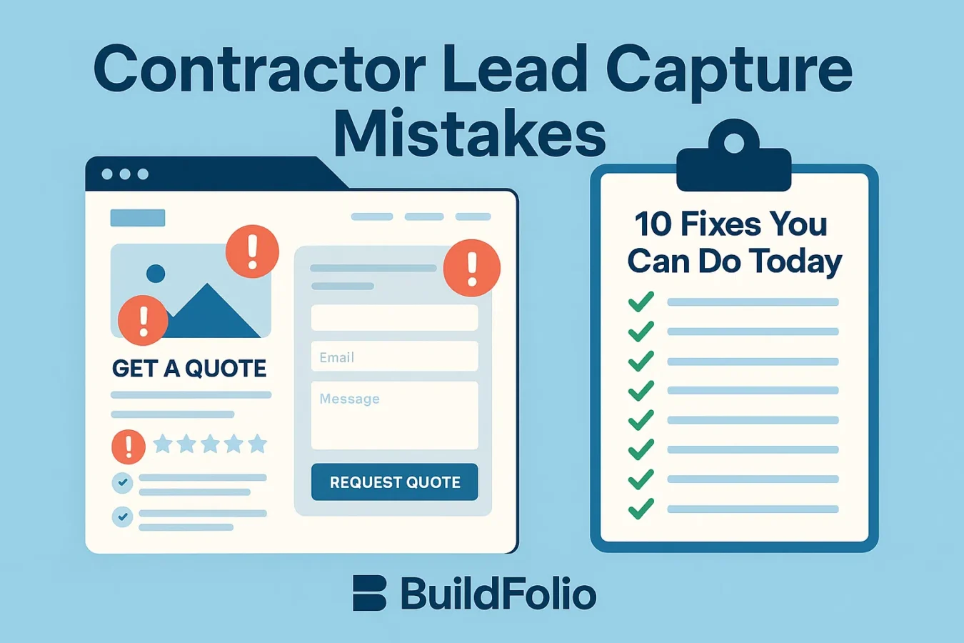 Contractor lead capture mistakes and fixes checklist for contractor websites