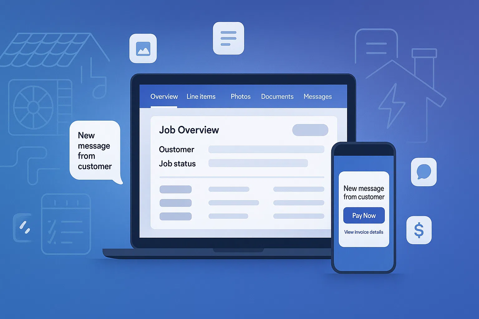 Contractor CRM software dashboard with leads, jobs, and payments in one place