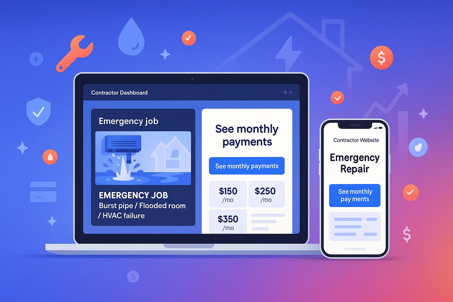 Emergency home repair financing referral button