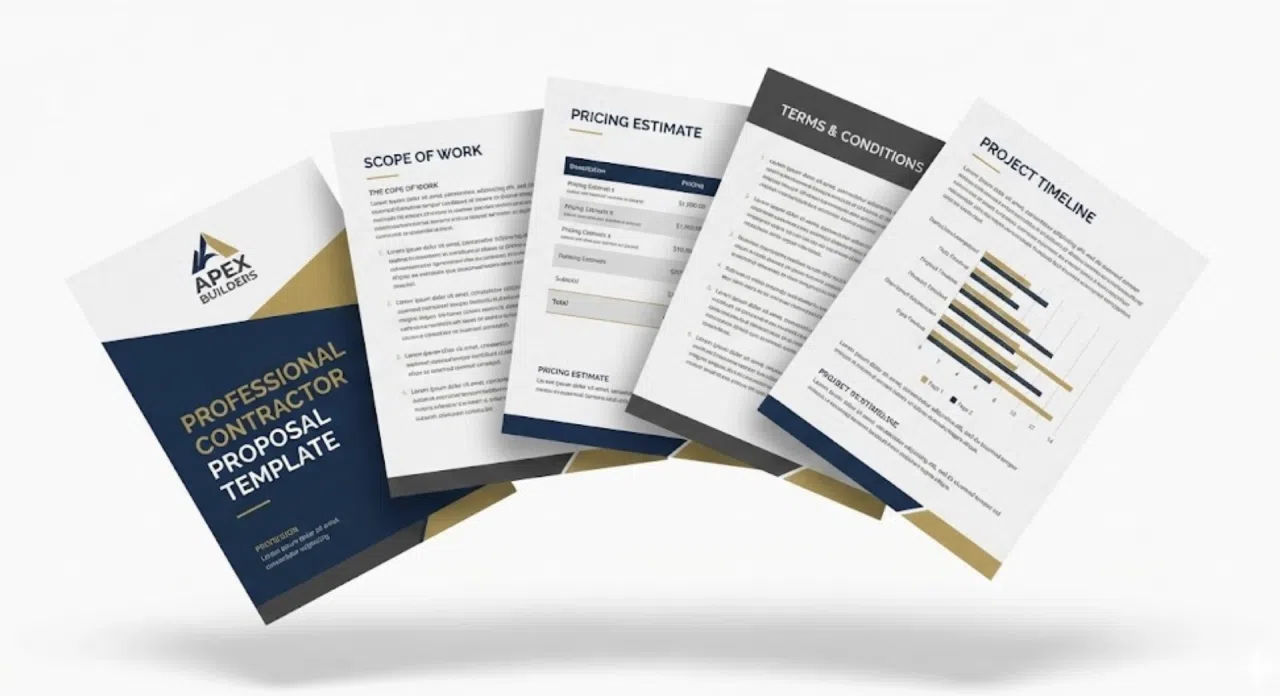 Professional contractor proposal template with multiple sections